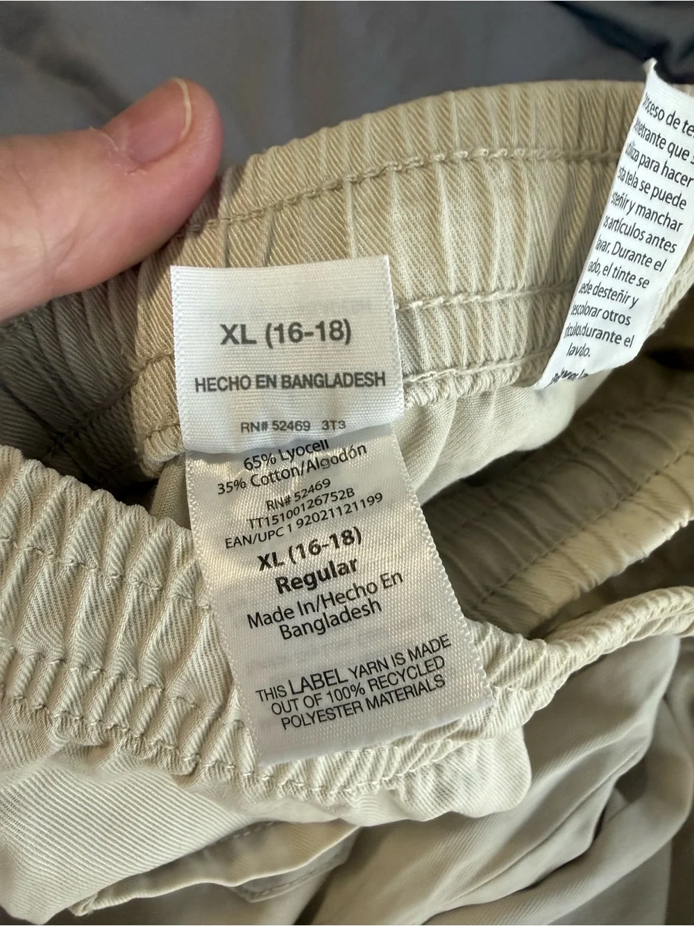 Time and Tru Women Khaki Elastic Waist Pants - Khaki - Picture 2 of 8